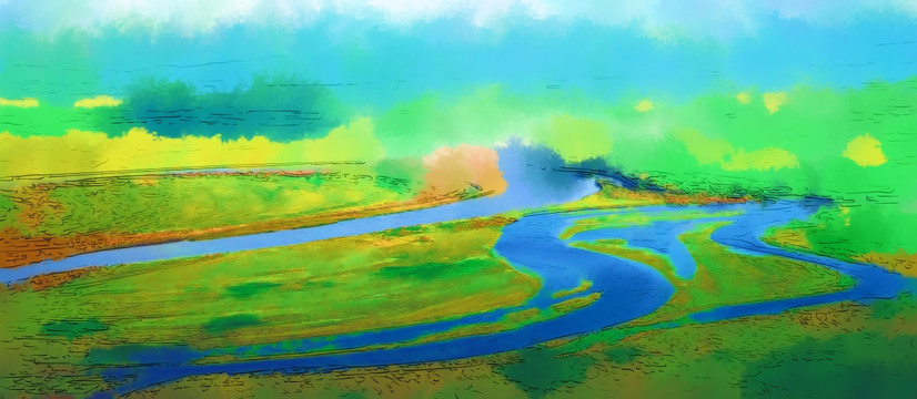 草原之河 电脑画
