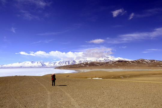 西藏风光 纳木那尼峰和玛旁雍错