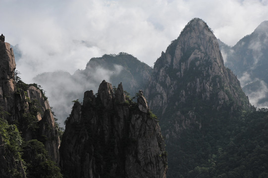 黄山 春季 始信峰景区 云雾