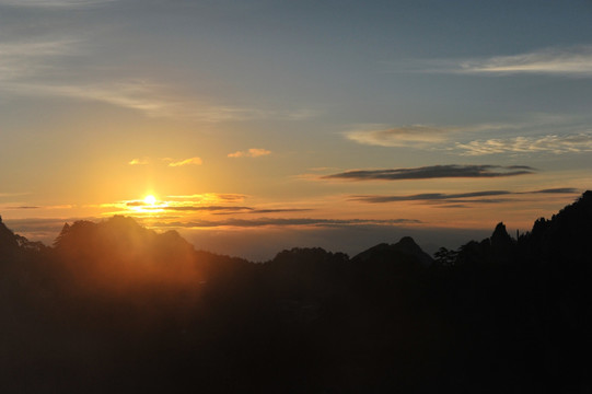 黄山 春季 晨曦 早晨 日出