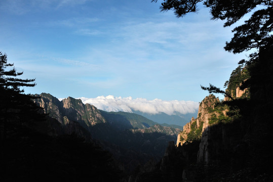 黄山 春季 云海 早晨 山脉