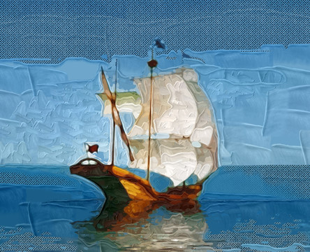 帆船装饰画 抽象画