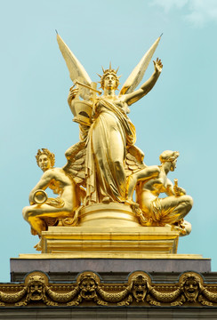 欧洲金色天使雕塑