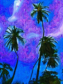 油画 装饰画 椰子树（未分层）