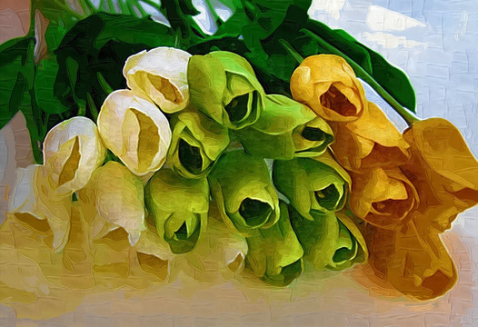 鲜花油画