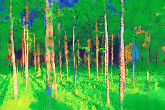 梦幻树林 电脑抽象画