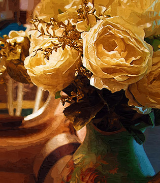 鲜花油画