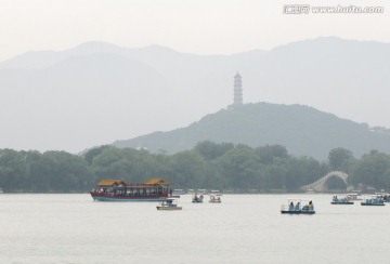 北京旅游 颐和园远眺玉泉山塔