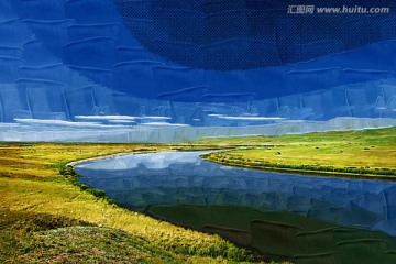 河湾云影图 电脑画