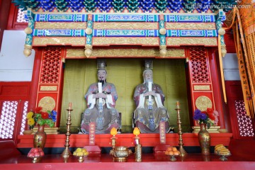 蓬莱三仙山方壶胜境大成殿塑像