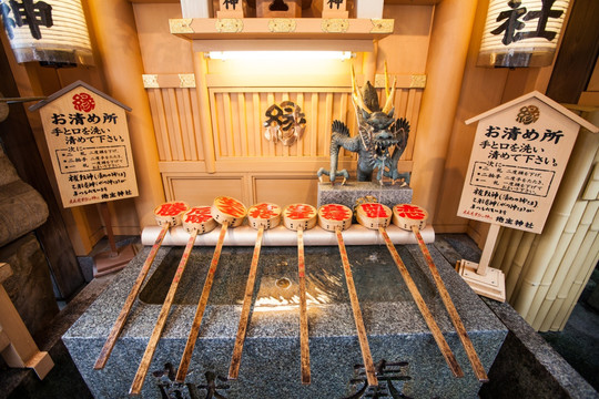 日本寺庙 手水钵 洗手池