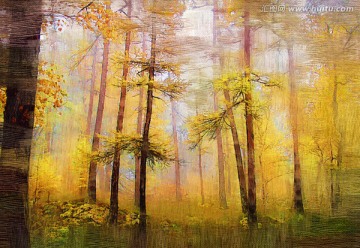 森林秋景 电脑油画
