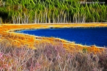 湖泊之春 电脑画