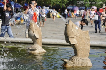 石雕鱼 喷泉