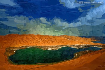 沙漠之湖 电脑油画