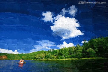 河景 电脑油画