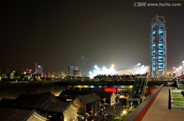 北京奥运场馆地下广场夜景