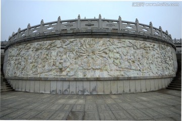 威海仙姑顶玉仙宫前石雕壁画