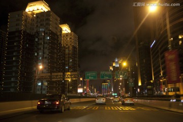 上海高架路 机场高速 夜景