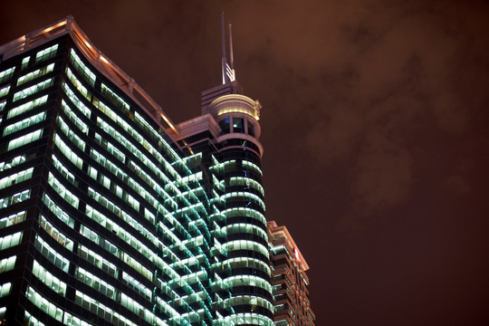 上海淮海路夜景 写字楼 商业街