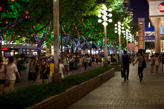 上海淮海路夜景 商业街