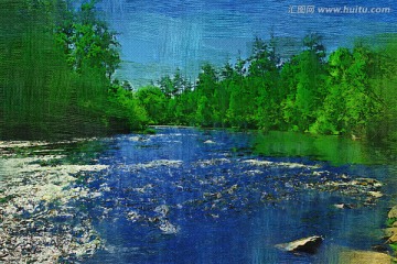 河水潺潺 电脑油画