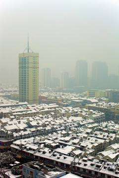 城市雪景 现代建筑上海 黄浦区