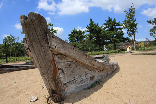 沙滩 木船