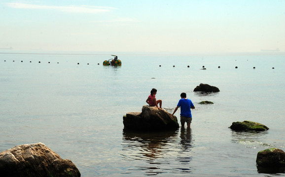 鸽子窝公园 赶海拾贝 海面