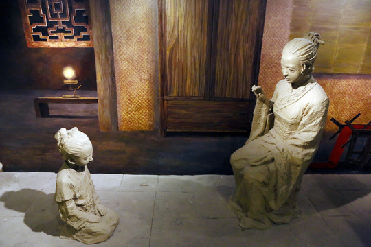 孟母教子雕塑