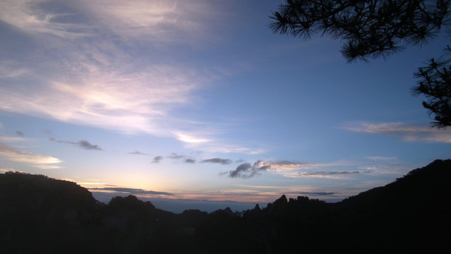 黄山 日出 蓝天白云