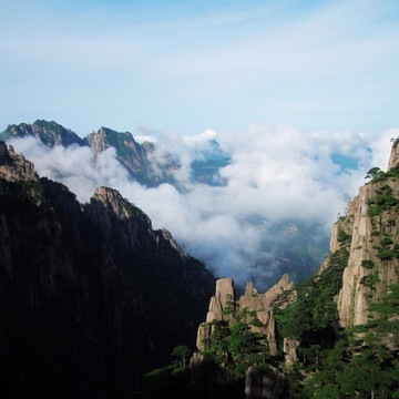 黄山 烟雾缭绕 悬崖峭壁（非高清）