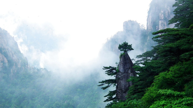 黄山 梦笔生花 烟雾缭绕