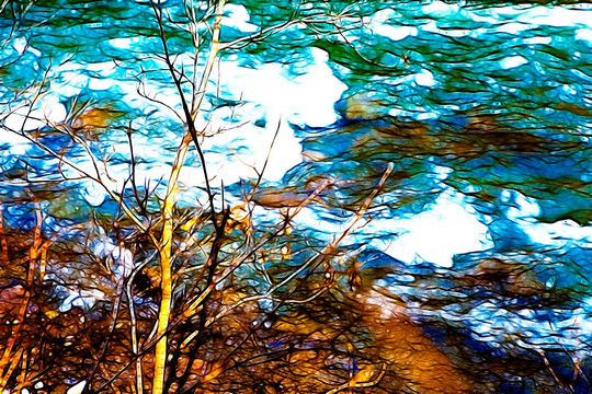 装饰画   小河流水
