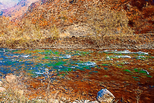 装饰画    小河秋色