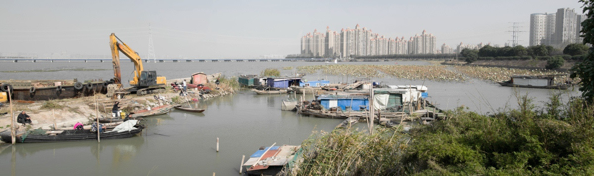 太湖边的工地全景图