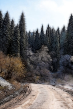 装饰画  山路