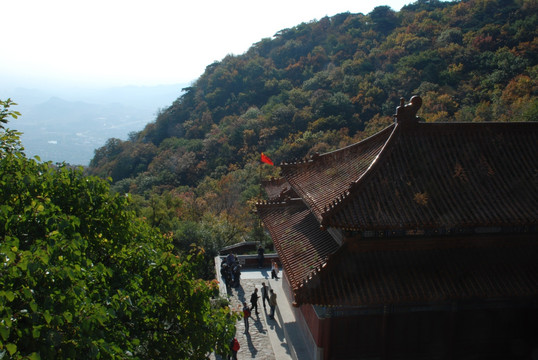 盘山 山脉 植被 建筑 古建筑