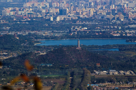 香山山顶上眺望北京城