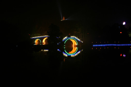 井冈山挹翠湖夜景