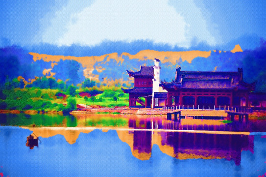无框画 河舟榭