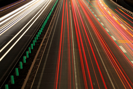 交通运输 夜晚的高速公路 灯光