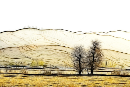 风景装饰画    线描