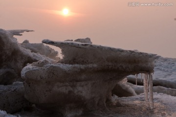 海冰 冰块 日出 太阳