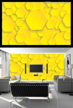 金色电视背景墙