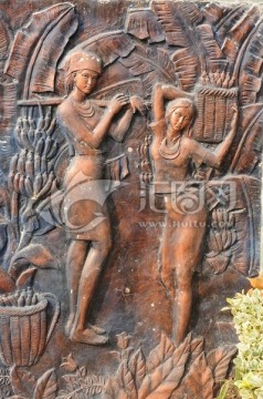 南京绿博园海南园女女劳动铜雕