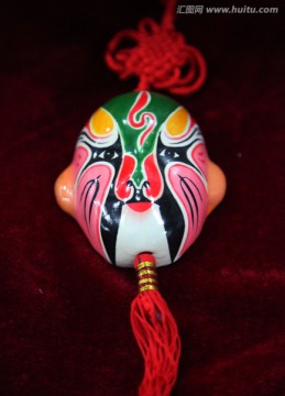 中国戏曲脸谱彩陶塑像