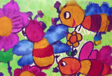 水彩画 蜜蜂