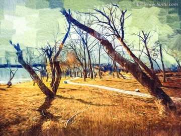 抽象画 树林