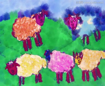 水彩画 绵羊